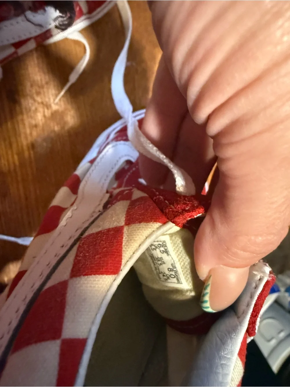Vans Red and White Checkerboard Low-Top Sneakers - Picture 5 of 5